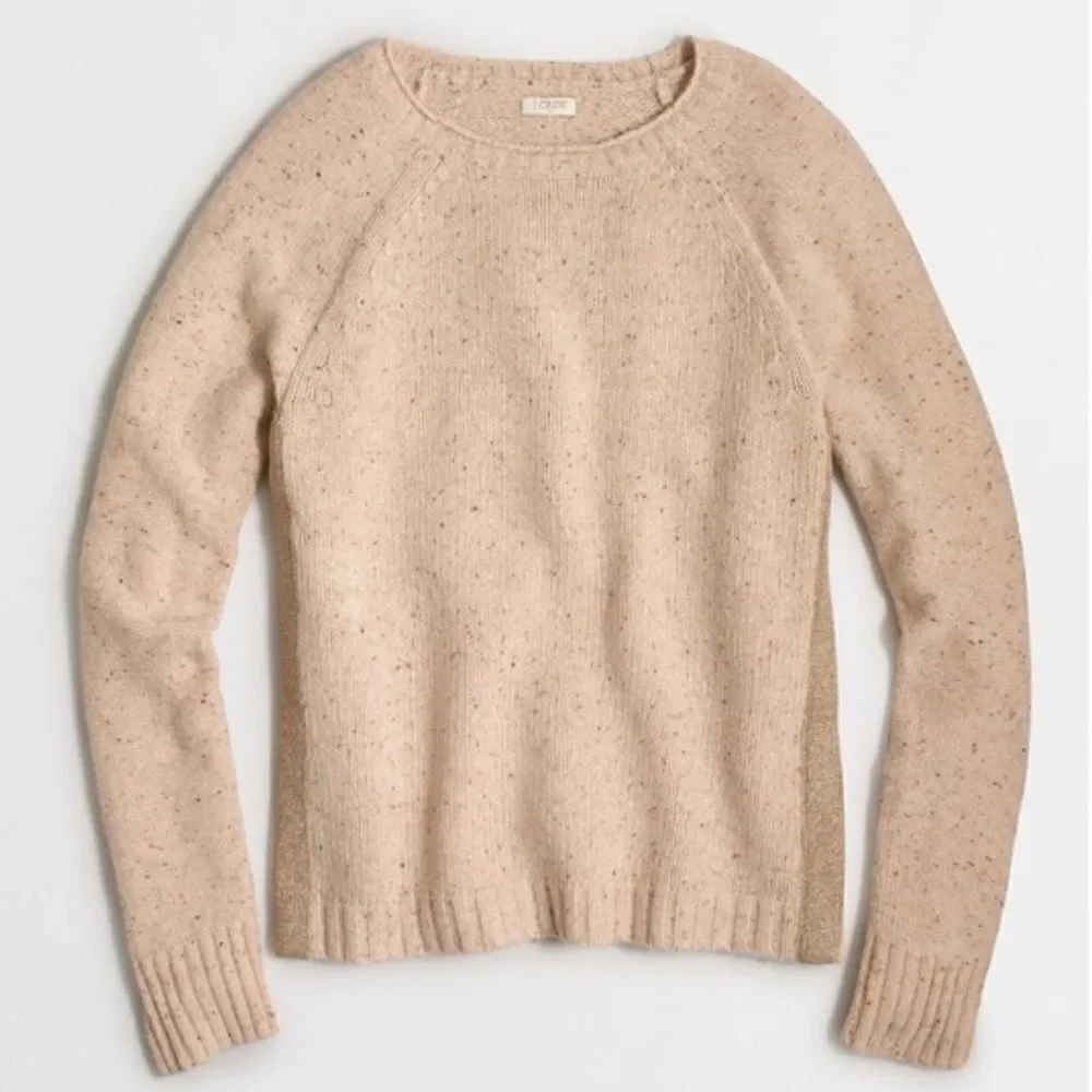 J. Crew Donegal Lambswool Sweater with Gold Shimmer Stripe